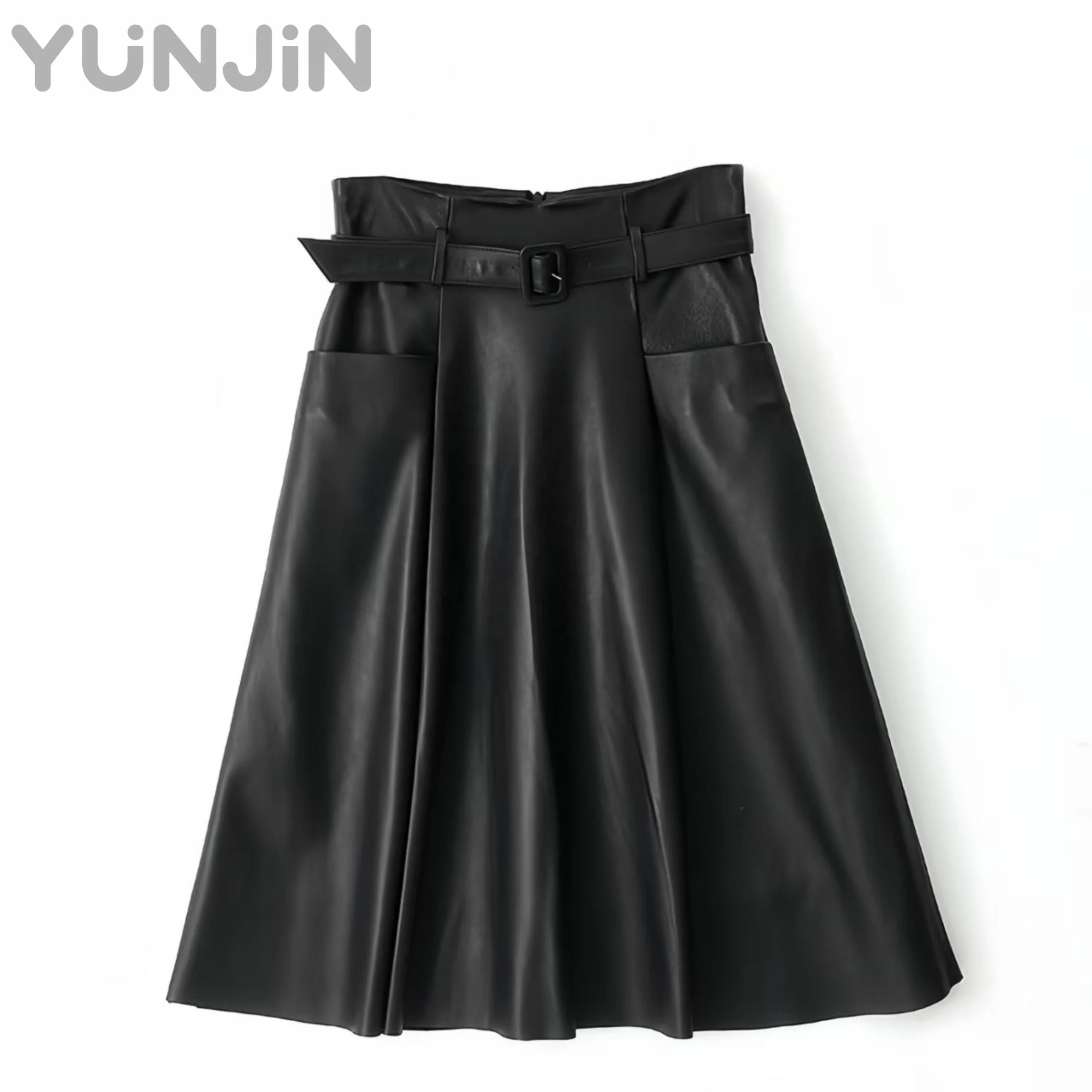 New Arrival High Waist Flared Midi Skirt Genuine