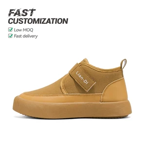 Quickly Customize New Style Men's Flat Casual Plush Lining Warm High-top Casual Loafers