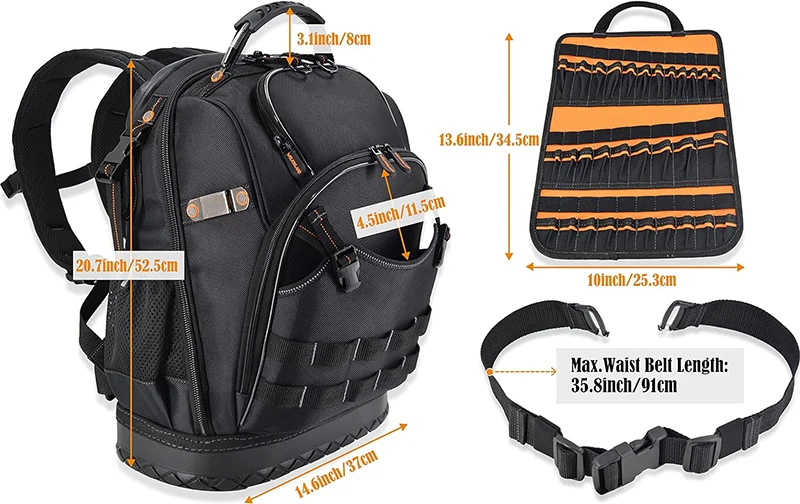 best hvac laptop backpack AUROPEAK Tool Heavy Duty, Electrician Tool Bag, 96 Pockets and the double Best Laptop Backpack | Tested