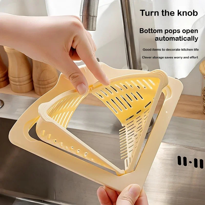 Plastic Kitchen Sink Filter Drainage Basket with Dry/Wet Separation Magnetic Drainage Hanging Vegetable Washing Function