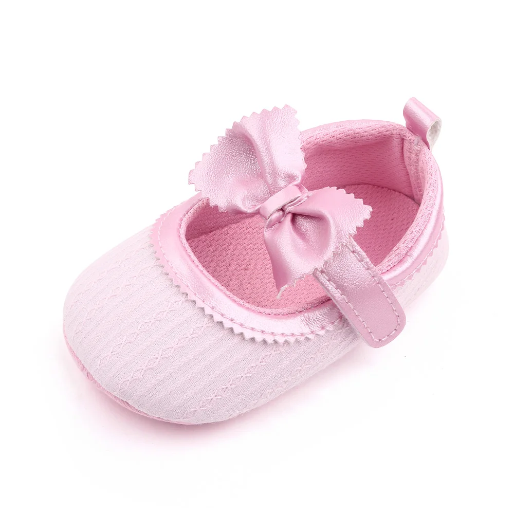 New Solid Color Bow Knit Baby Spring and Autumn Soft Sole Non-slip Princess Walking Shoes factory