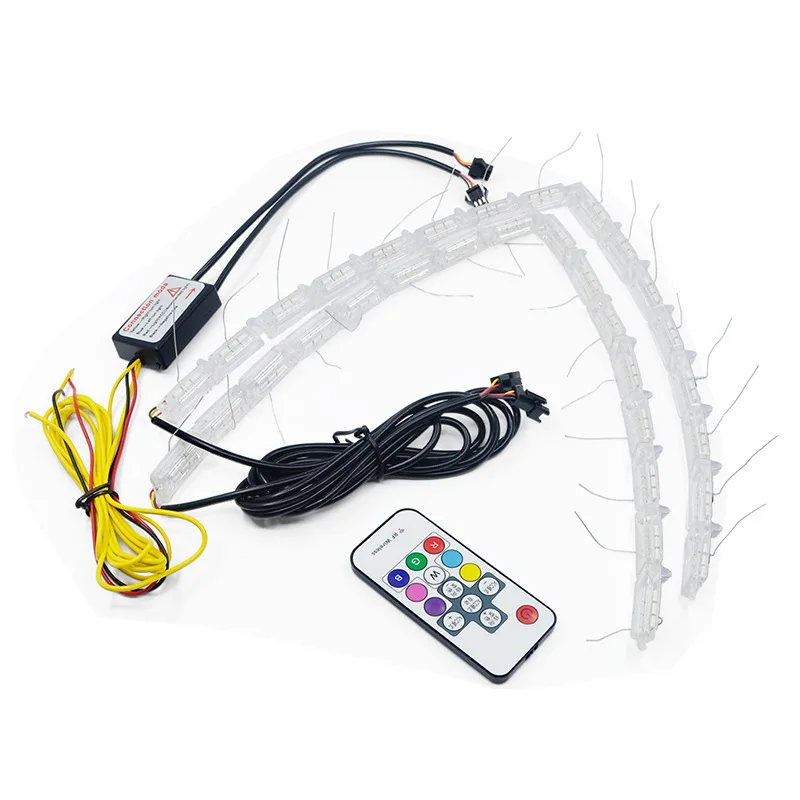 Remote Control Universal Led DRL Crystal  Angel Tear Eye Running Water Daytime Running Light  Flexible Sequential RGB