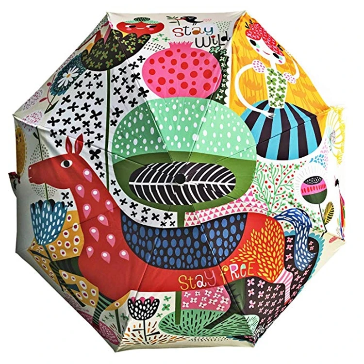 3 Folding Umbrella Automatic Open Close with Custom Africa Picture Printing logo Print Fold Umbrella UV Coating Folding Umbrella