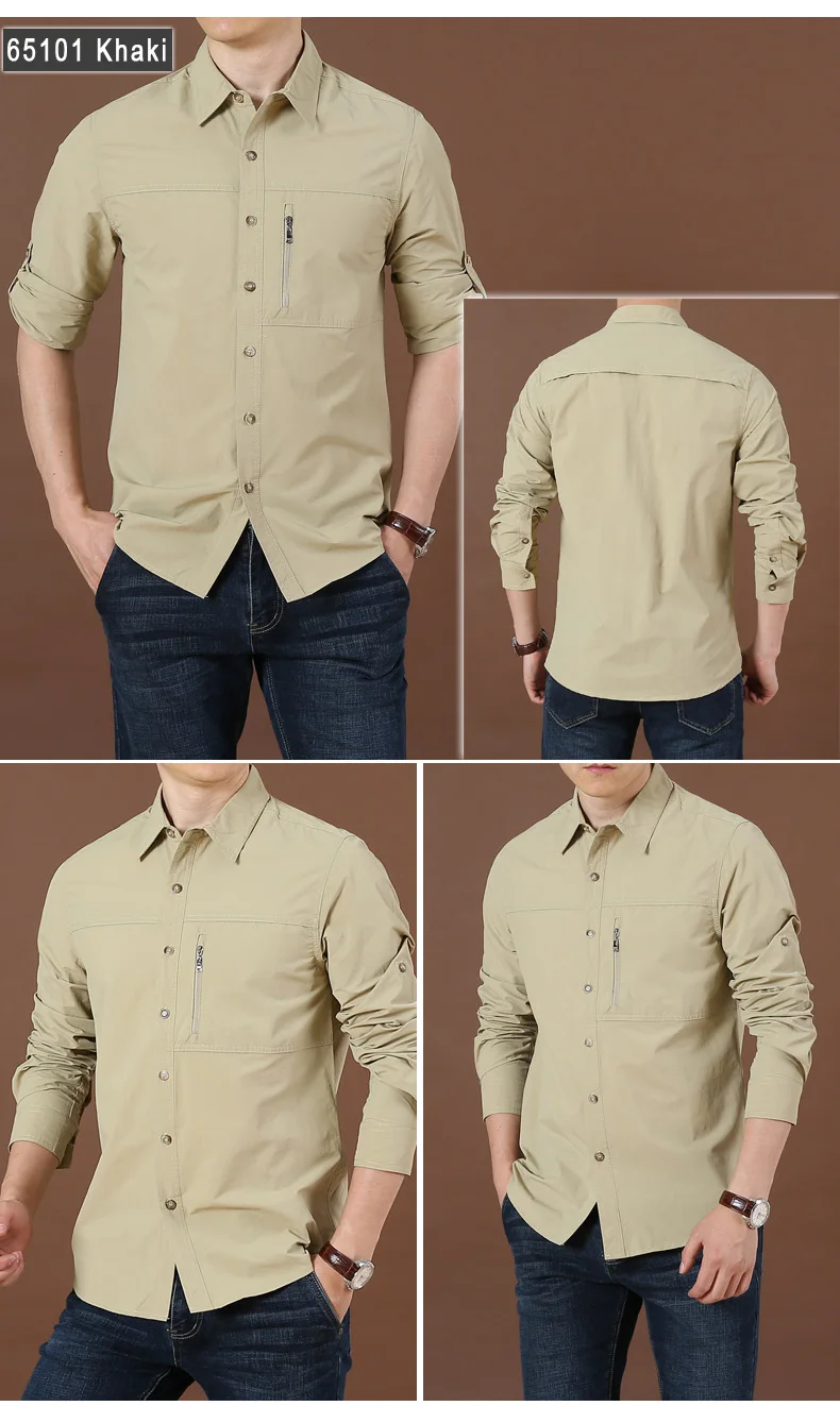 Buy CAMEL CROWN Hiking Shirt Men Long Sleeve Outdoor Shirts with