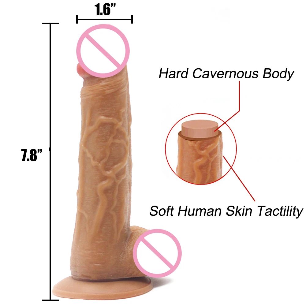 8 Inch Real Silicone Huge Big Penis Sex Dildo Adult Toy Strong Suction Cup Make Your Hands Free Love Magic/ ODM One Year 0.379kg