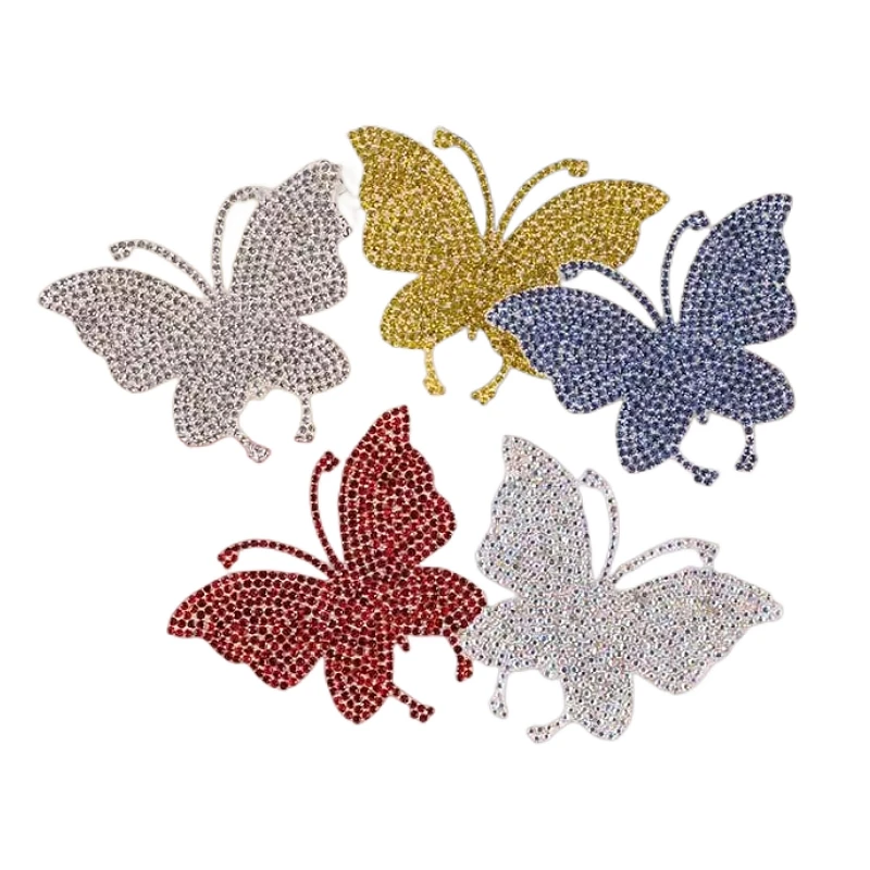 Beautiful crystal flower rhinestone applique custom iron on patches for diy t shirt