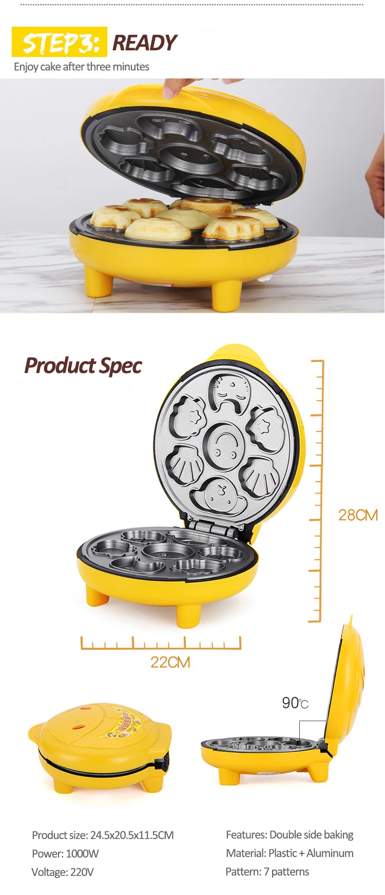 Cartoon Automatic Cake Baking Machine Small Toaster Double Heating