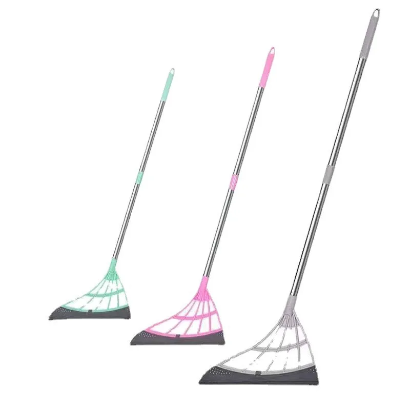 Rubber Broom Hand Push Sweeper Broom Floor Wiper Mop Squeegee Floor  Cleaning Scraper Floor Sweeping Brush