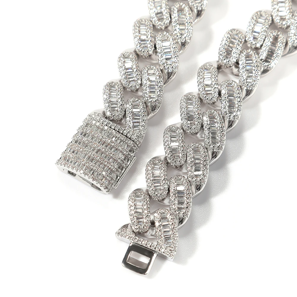 14mm Iced Out Miami Cuban Chain Prong Chain Men Necklace Genuine
