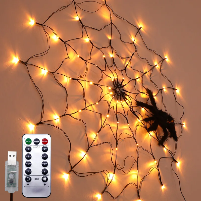 hanging spider lights halloween