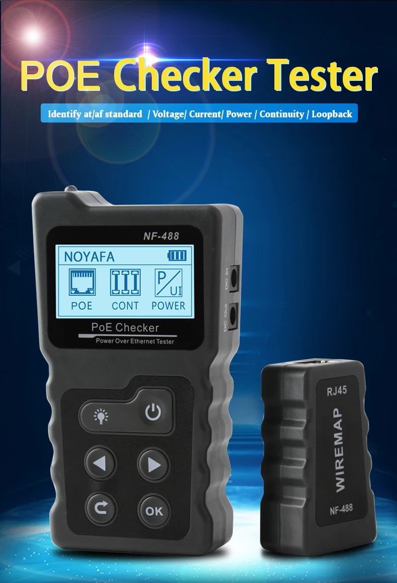 Noyafa NF-488 PoE Checker Inline PoE Voltage and Current Tester  RJ45 