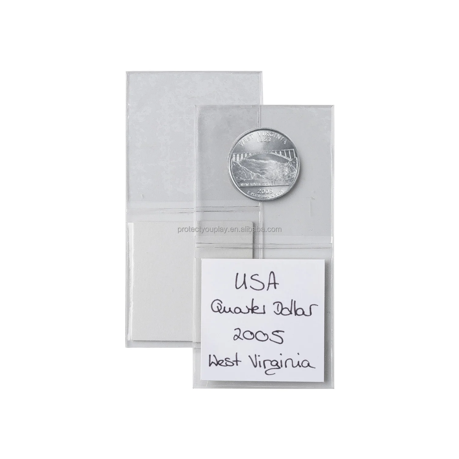 슈퍼세이프 1.5x1.5 2x2 인치 코인 플립, 라벨 인서트가 있는 더블 포켓 비닐 플립 동전 홀더 수집 보관함