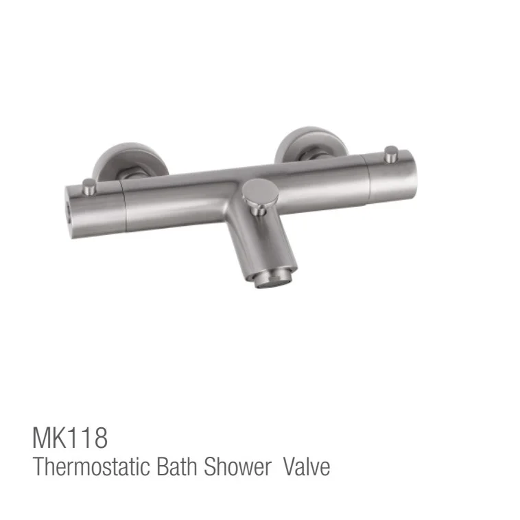 High quality Brushed gold PVD Round brass bathroom Cold touch Anti- scald thermostatic Bath shower valve