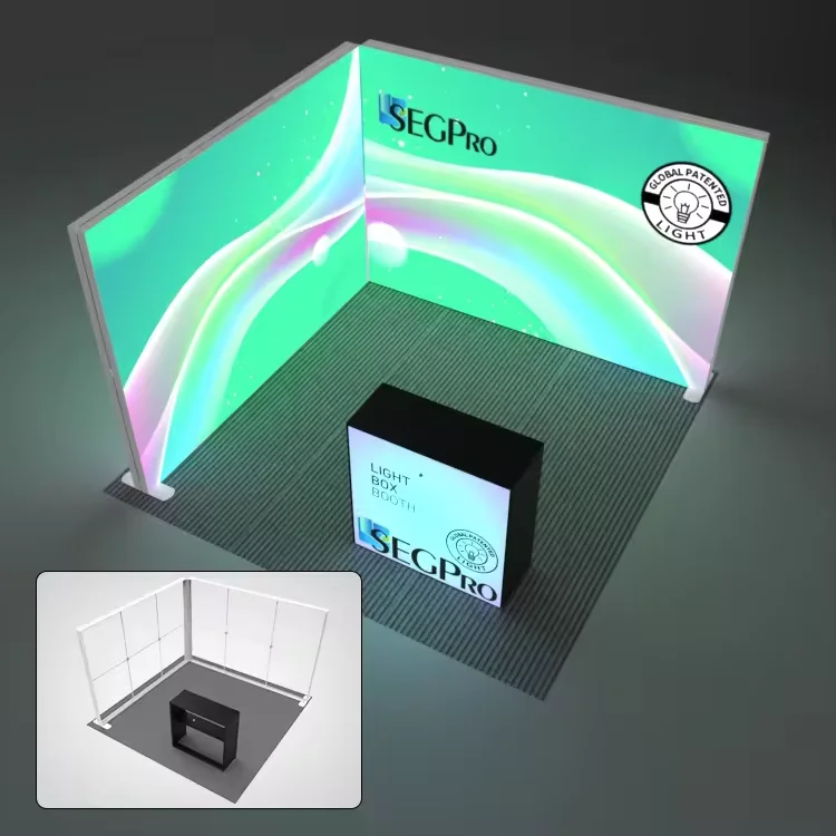 Detachable Modular Textile Light Box z aluminia SEG Výstavní stojan Výkon