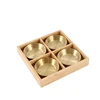 Gold -- 4 pcs round set with wooden tray