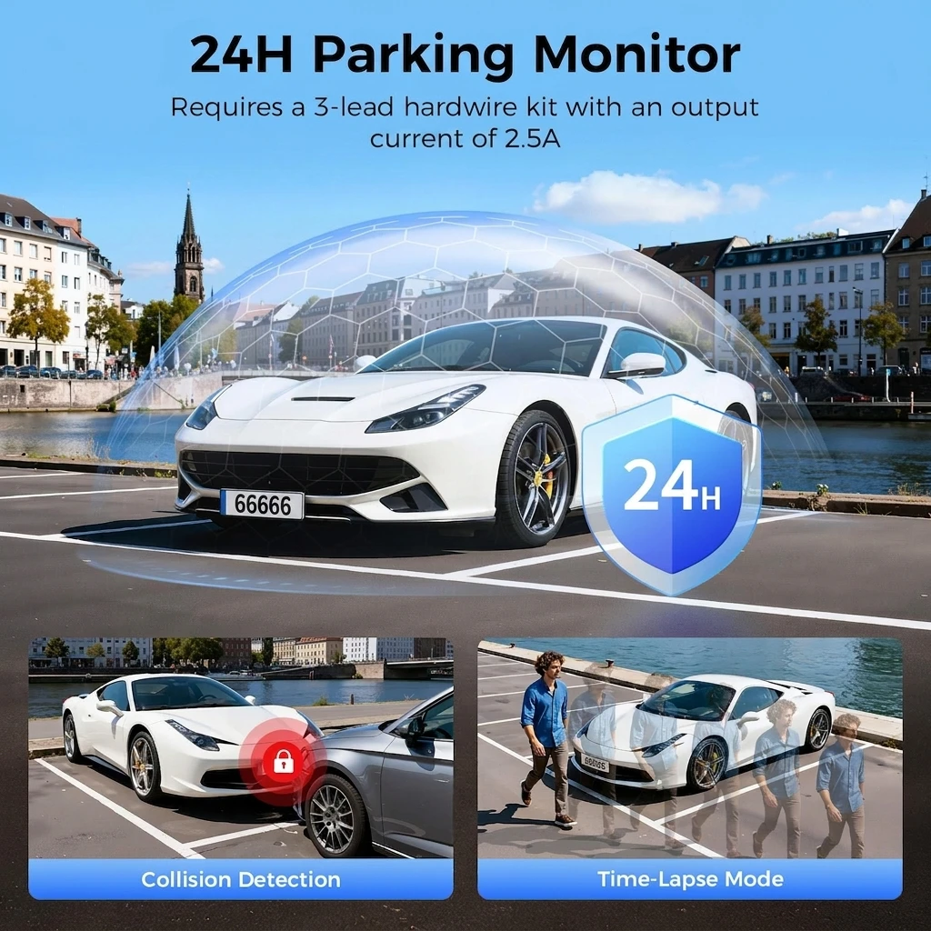 VIEVGUARB VS120 Dash Camera Night Vision 4K 2K WiFi 2 Channel IPS Screen Front and Rear