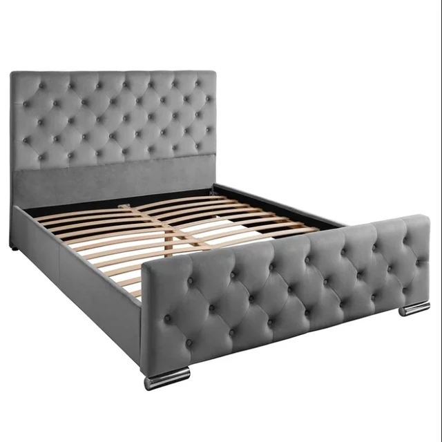 Ottoman Storage Bed Frame Diamante Buttons in Double 4Ft 6