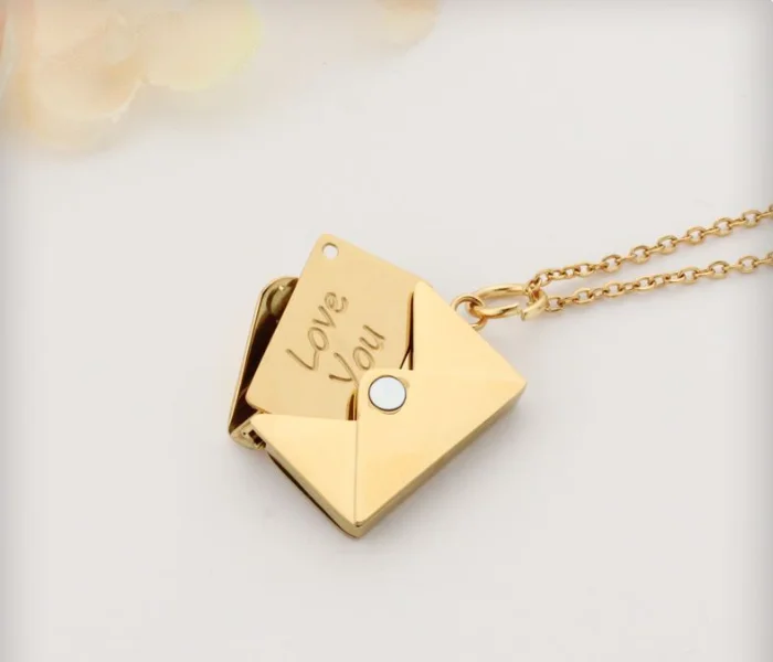 Custom Love You Envelope Necklace - Fine Jewelry
