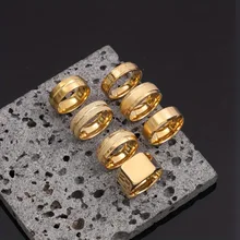 OEM Luxury Jewelry 18k Gold Plated Tungsten Carbide Ring 6mm 8mm Mens Wonmens Fashion Couple Ring for Wedding Engagement Band