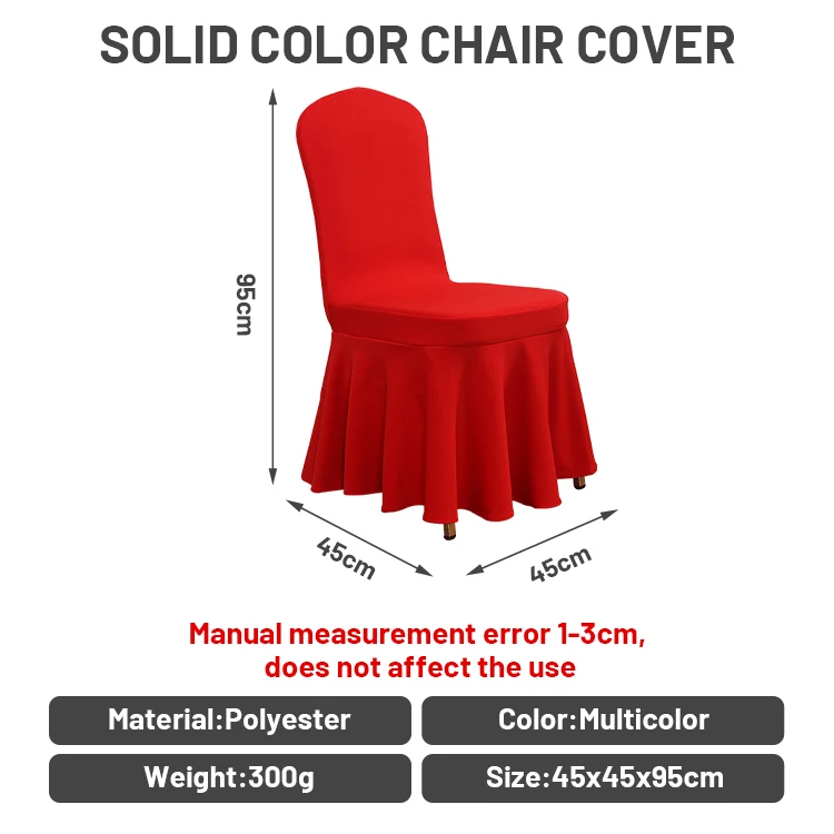 2023 New Dining Chair Cover Set Red Color Skirt Stretch Banquet Table Chair Slipcover For Hotel