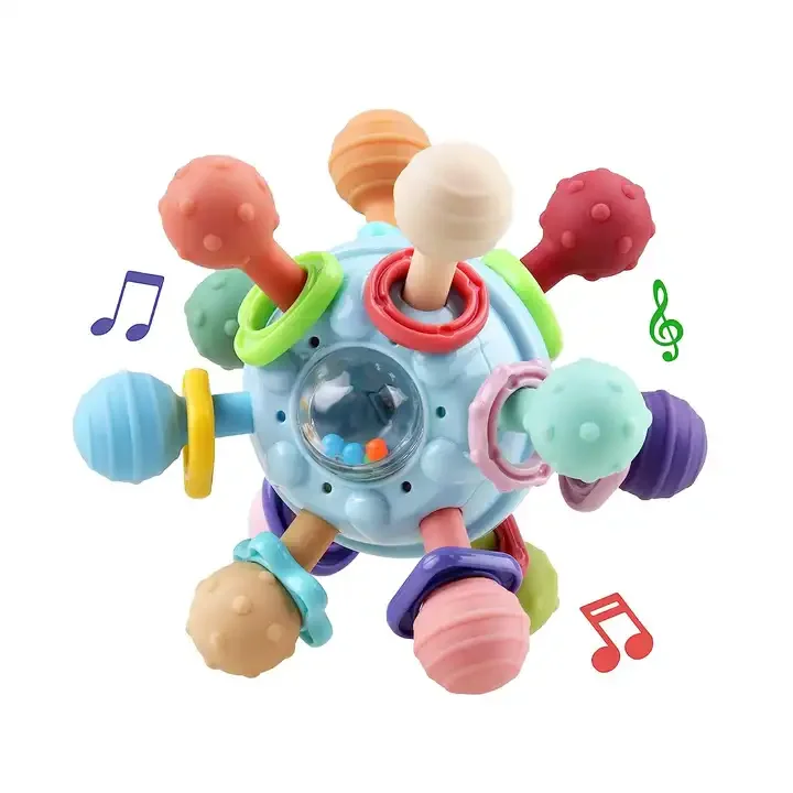 Pt Trending Products Baby Silicone Teether Toy Baby Rattle Ball Teether