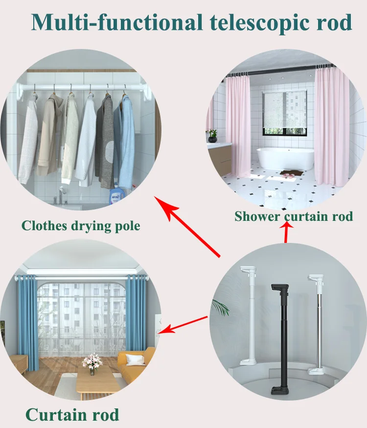 Customizable Home Decor High Quality 25mm Tension Shower Curtain Rod