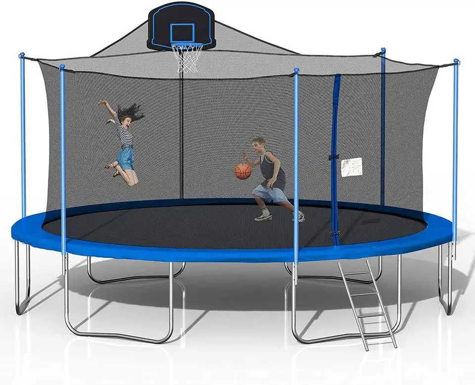 IUNNDS 10ft Outdoor Trampoline with Net, Safty Secured Recreational Trampoline
