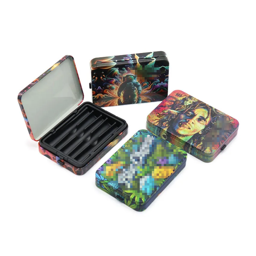 custom cigarette case wholesale Juji 2025 Wholesale Fashion Metal Cigarette Case Custom LOGO 5pcs Cigarette  Display Box with Child Lock