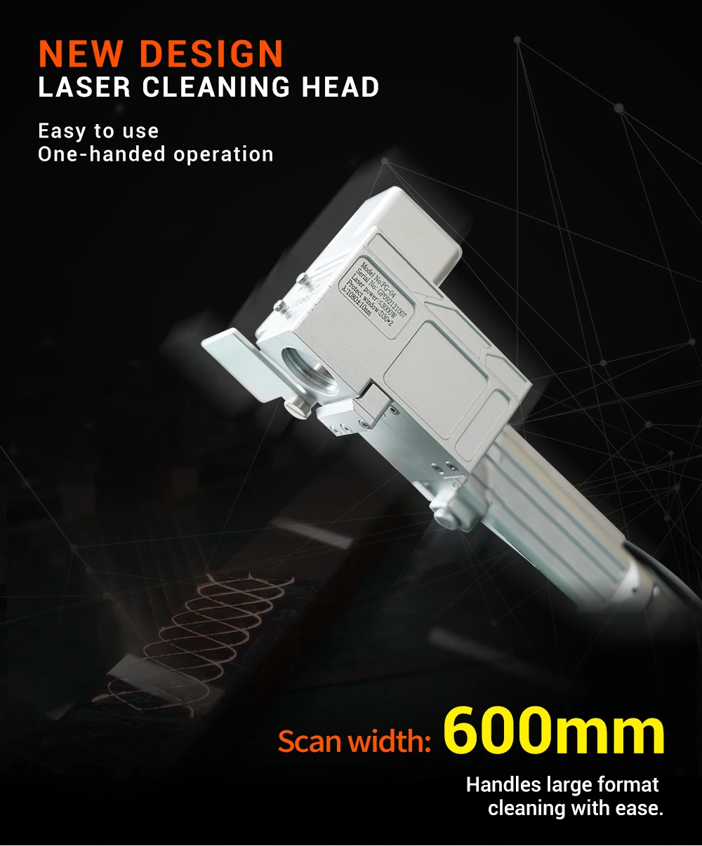 High Speed 600mm Laser Clean Width 1000w 1500w 2000w 3000w Fiber Laser Cleaner For Rust Removal