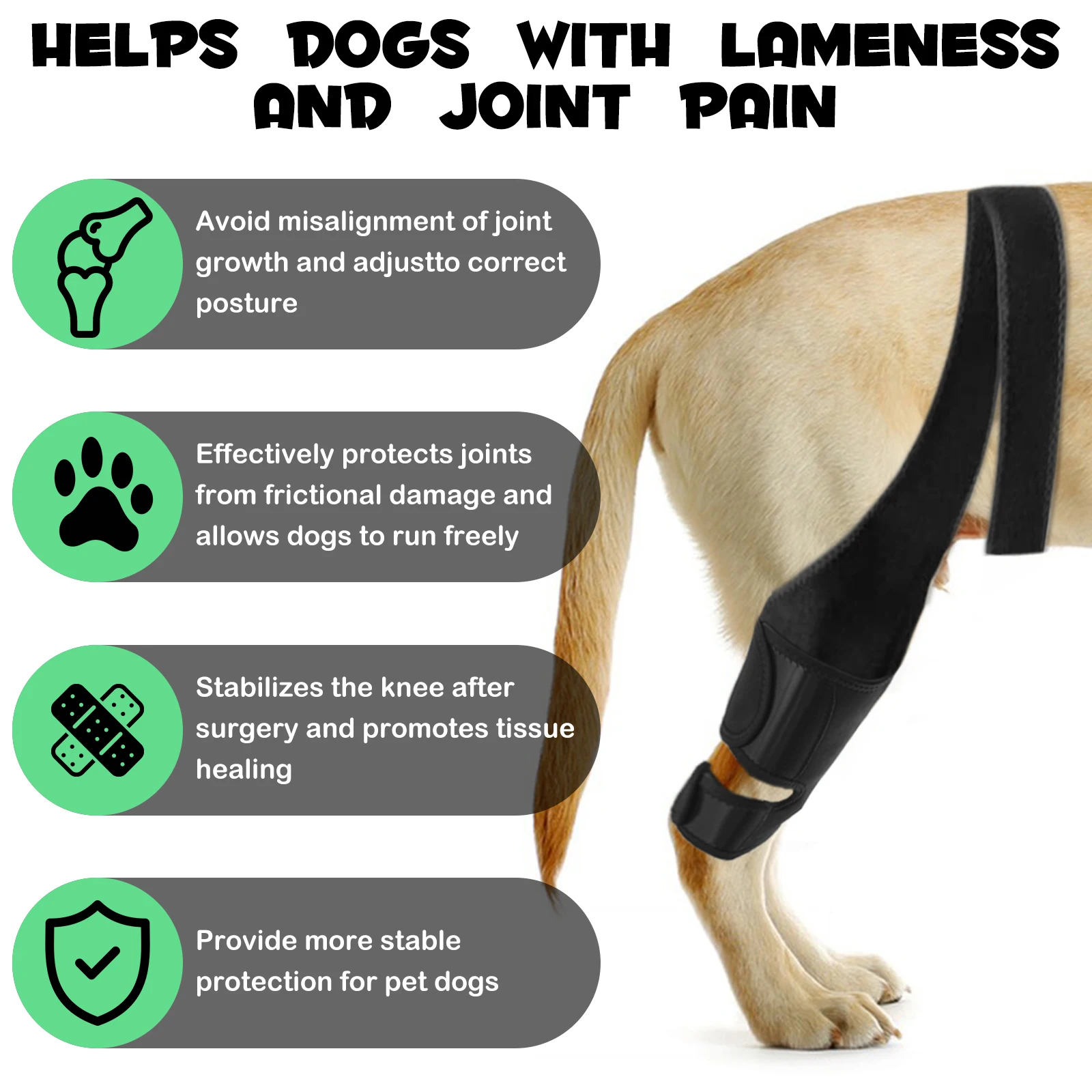 Custom Dog Knee Brace Leg Wounds Care Harness Helps Dogs With Lameness