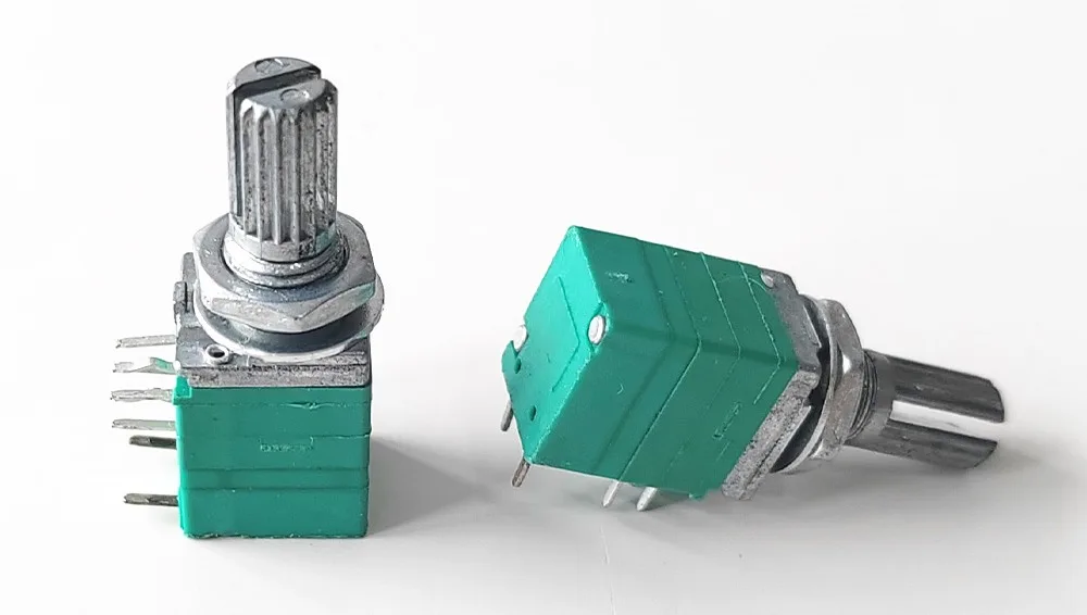 New Product Customized Rk097 9mm Carbon Film 6 Pins Dual Gang Rotary A20k B203 10k 100k