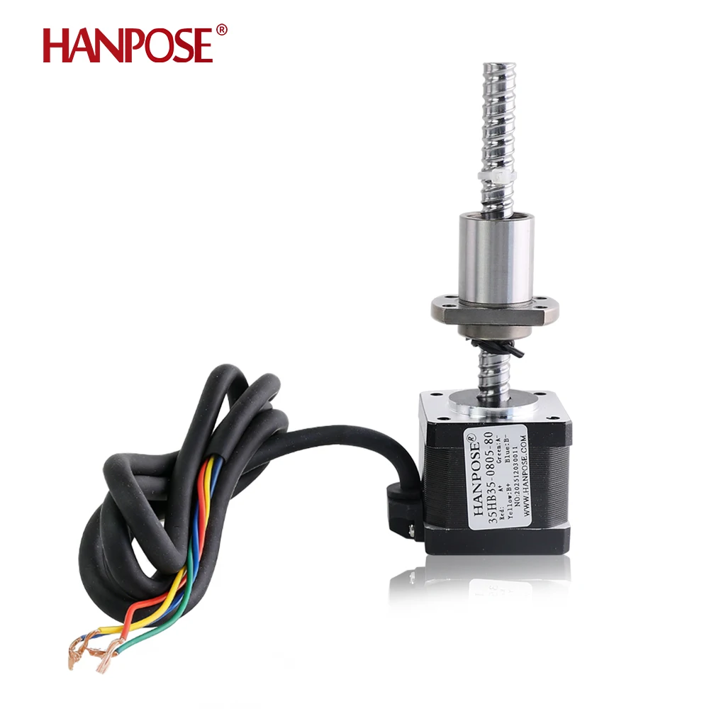 HANPOSE zavorna naprava ali kodirnik po meri, linearni korakni motor z krogelno vijčno gredjo, razred NEMA14, model 35HB35-0805-80, različne dolžine vijaka: 8/10/12 mm, dolžina vijaka 80–300 mm