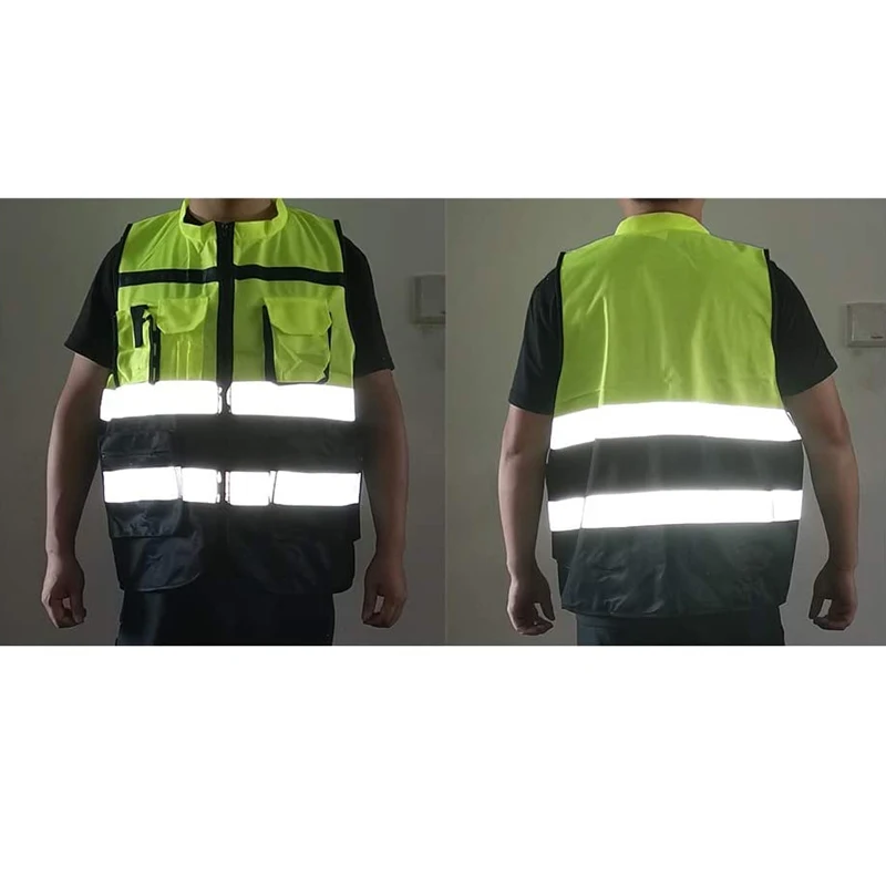 High Visibility Reflective Safety Vests Chalecos De Seguridad Reflector Clothing with Pockets and Zipper Reflective Vests