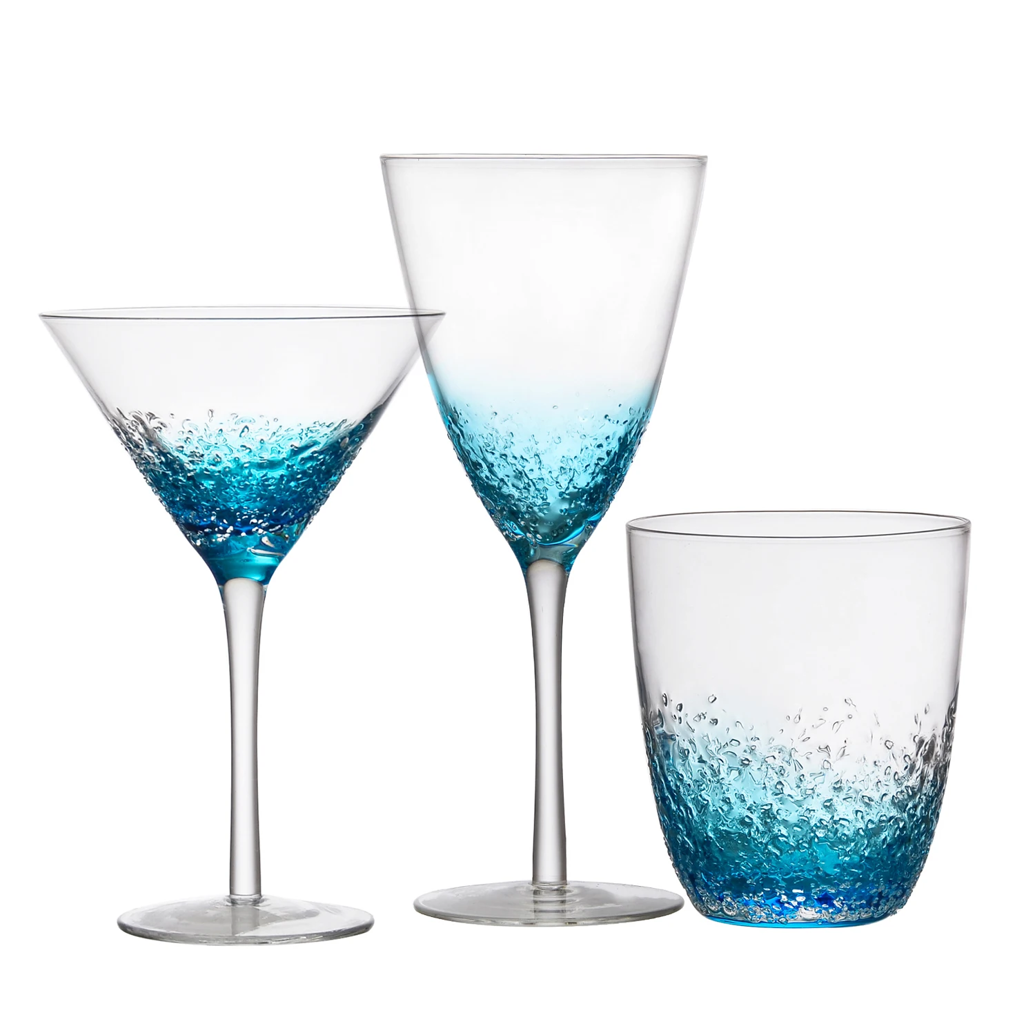 Samyo Custom Unique Gradient Blue Colored Highball Water Glass Drinking Glasses Cup for Gift