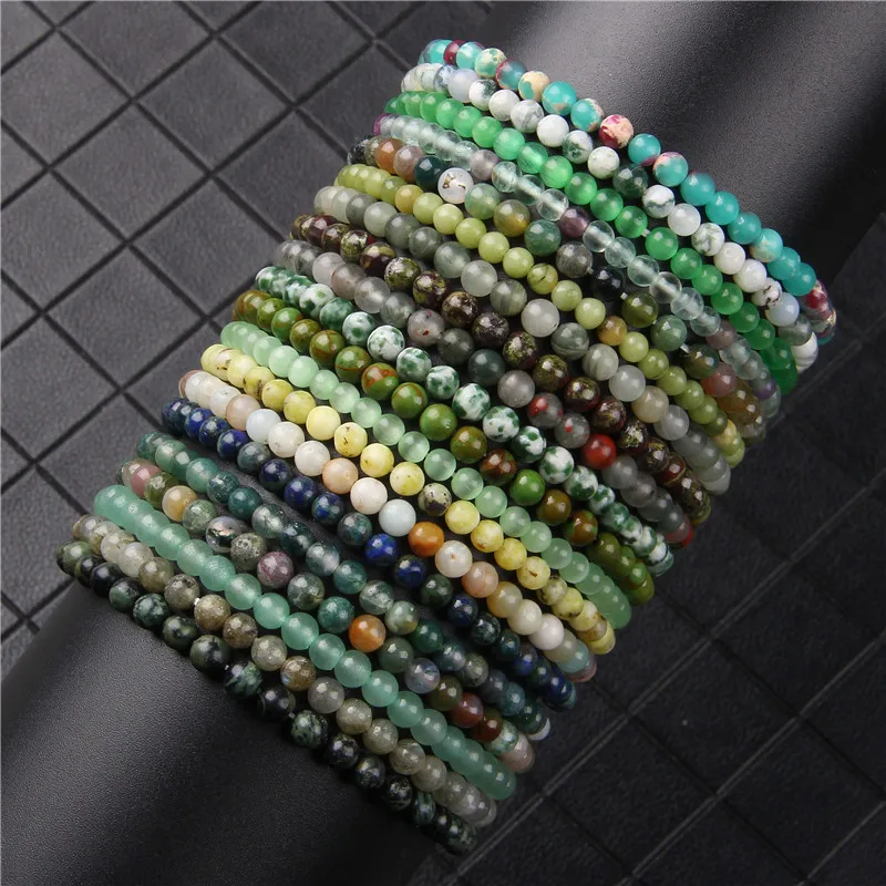 Braccialetti elastici con perline di pietra naturale per donna uomo 4mm Quarzi di ametista Agate Bracciale con perline di onice nero Bracciale gioielli femminili  36