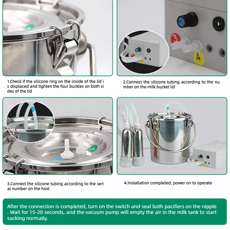 Poultry Electric Pulse Sheep Milking Machine 10L Cow Milking Collection Equipment Stainless Steel Small  Milking Machine