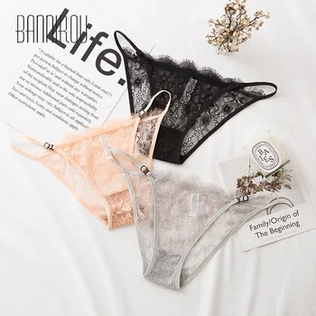 Wholesale Briefs Transparent Female underwear Sexy Women Lace Low-rise Sheer Panties