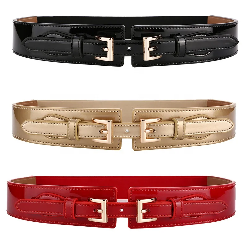 patent leather wide belt