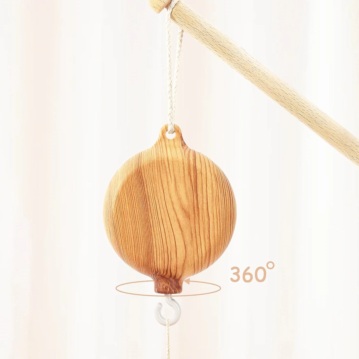 Mobile Music Box Spinner with Remote Happy Bed Bell Wooden Texture Crib Mobile Motor for Baby Cot Decoration Lull to Sleep
