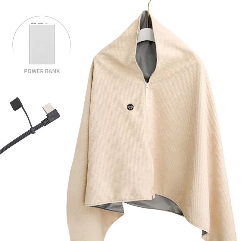 Electric Heated Shawl Warmer Blanket with Graphene Heating Elements Three-Speed USB-Powered Heating for Vehicles Outdoor Camping 3