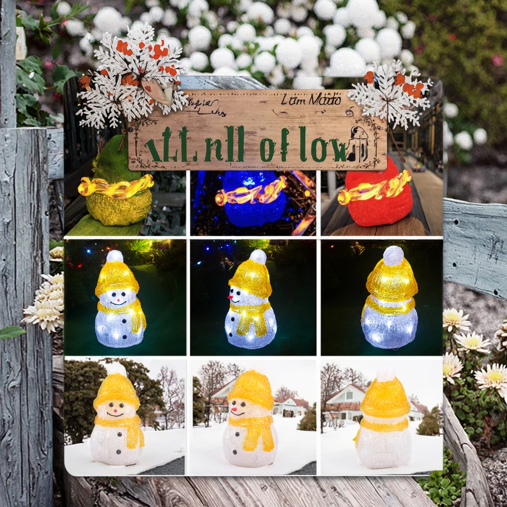 Décorations Noël Bonhomme Neige Acrylique - Lot De 5 Figurines 2D Double Face 8 Cm | Pour Sapin, Maison, Fêtes D'Hiver