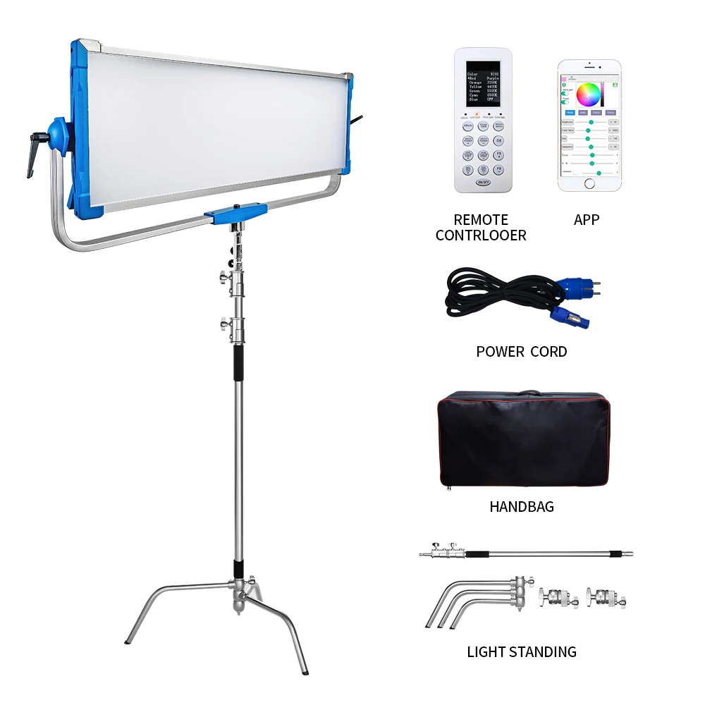 Factory selling! High CRI 500W New led rgb soft panel video production light studio photography camera lighting equipment stand