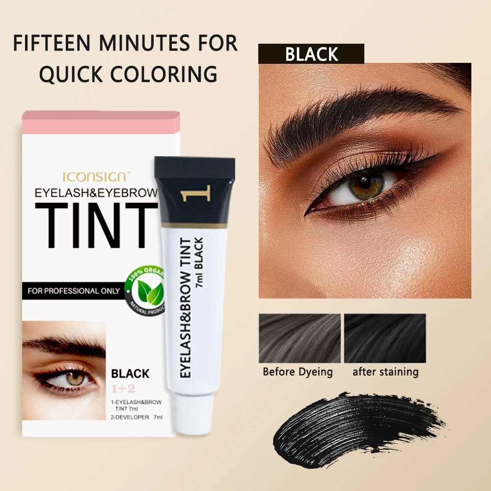 Private Label Henna Professional Eyelash Brow Dye Hybrid Tint Vegan Long Lasting Tattoo Eyebrow Eye Lash Tint Dye Custom Kit Set