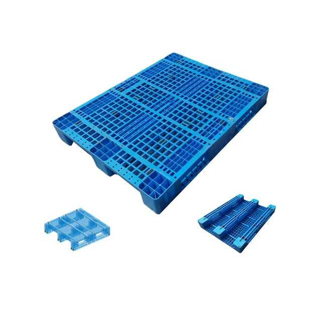 Wholesale Sale of Large Three-Slide Plastic Pallets Heavy Duty Pallets With Blue Stackable Steel