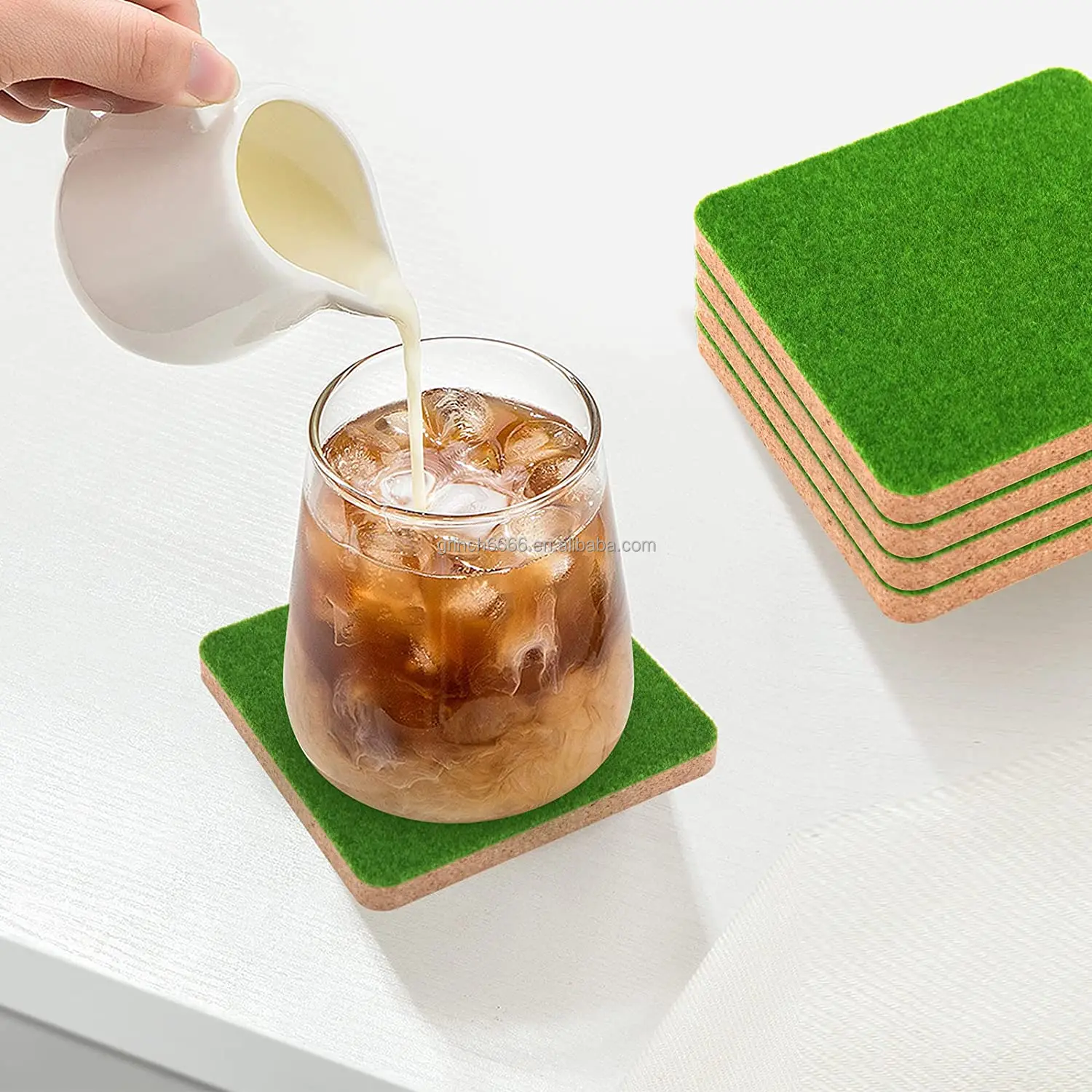 New Product Ideas 2023 Faux Grass Coasters Beverage Coaster Lawn Cork