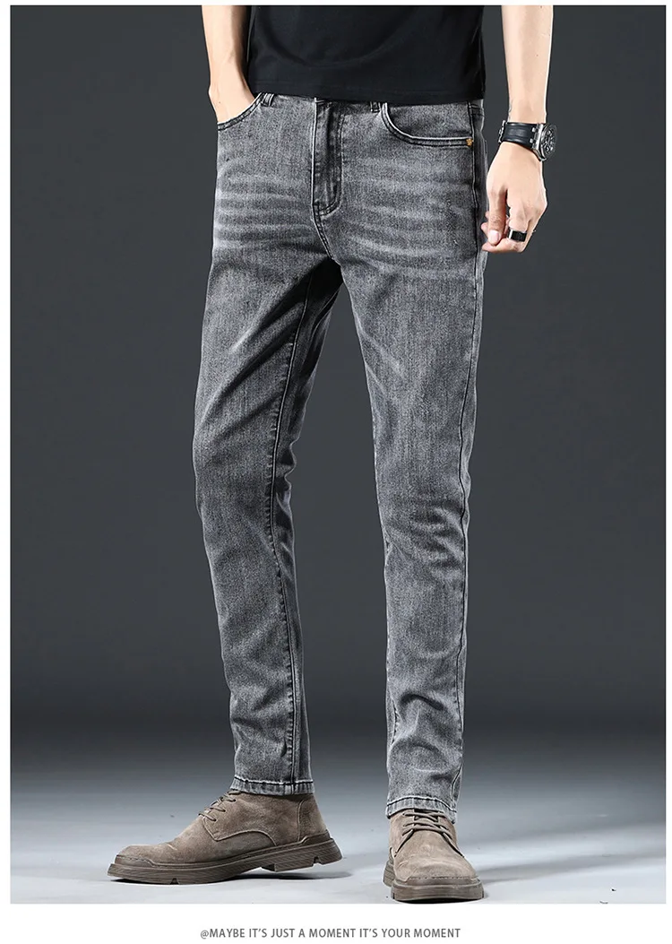 Factory Direct Jeans Men Slim Straight High-end Light Luxury Heavy ...
