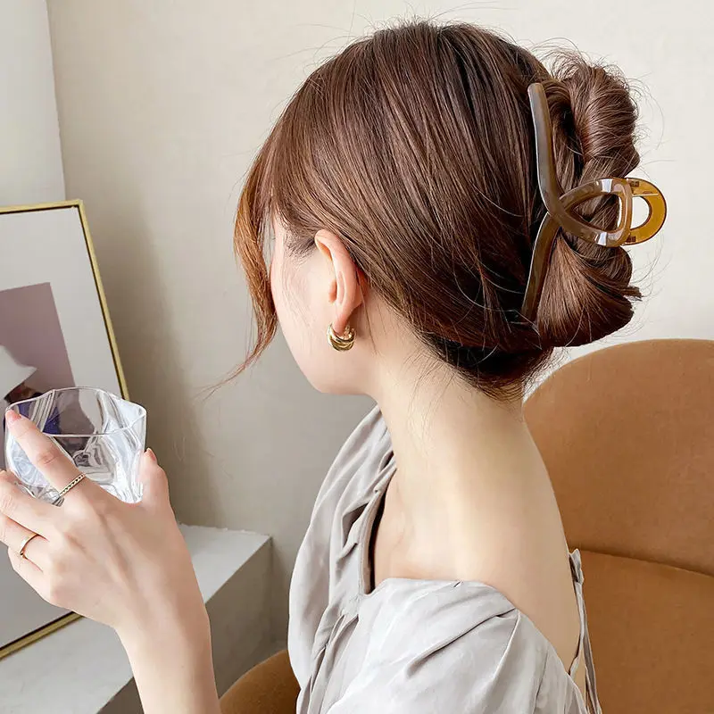 Корейские модные минималистичные женские заколки для волос для девочек, аксессуары для волос, толстые волосы, очень большие заколки-крабы 12,5 см