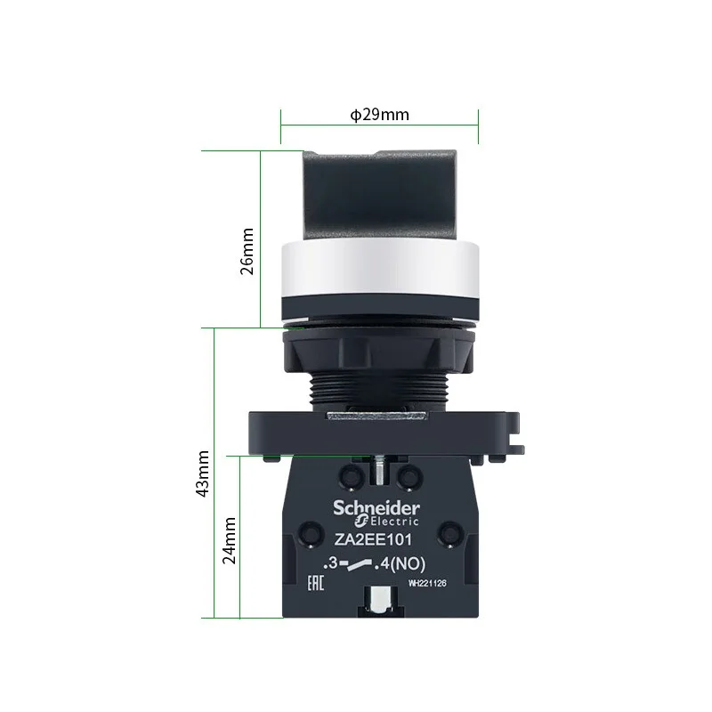 Custom Sc  hn eide r XA2ED21 Pneumatic Power Switch Three-Speed Selector with Short & Long Handle Self-Locking Knob Device
