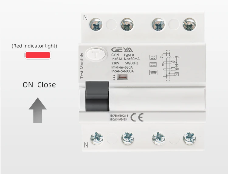 Geya B Type Rccb Residual Current Circuit Breaker Dc Elcb 2p 63 Amp ...