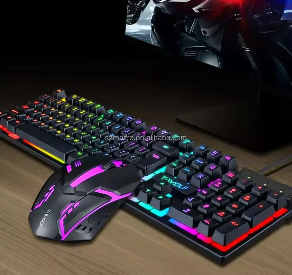 Wholesale Gamers Combo Set TF200 Glowing Cool Keyboard Mouse Combos Pudding Keycaps Clav aperçu 3